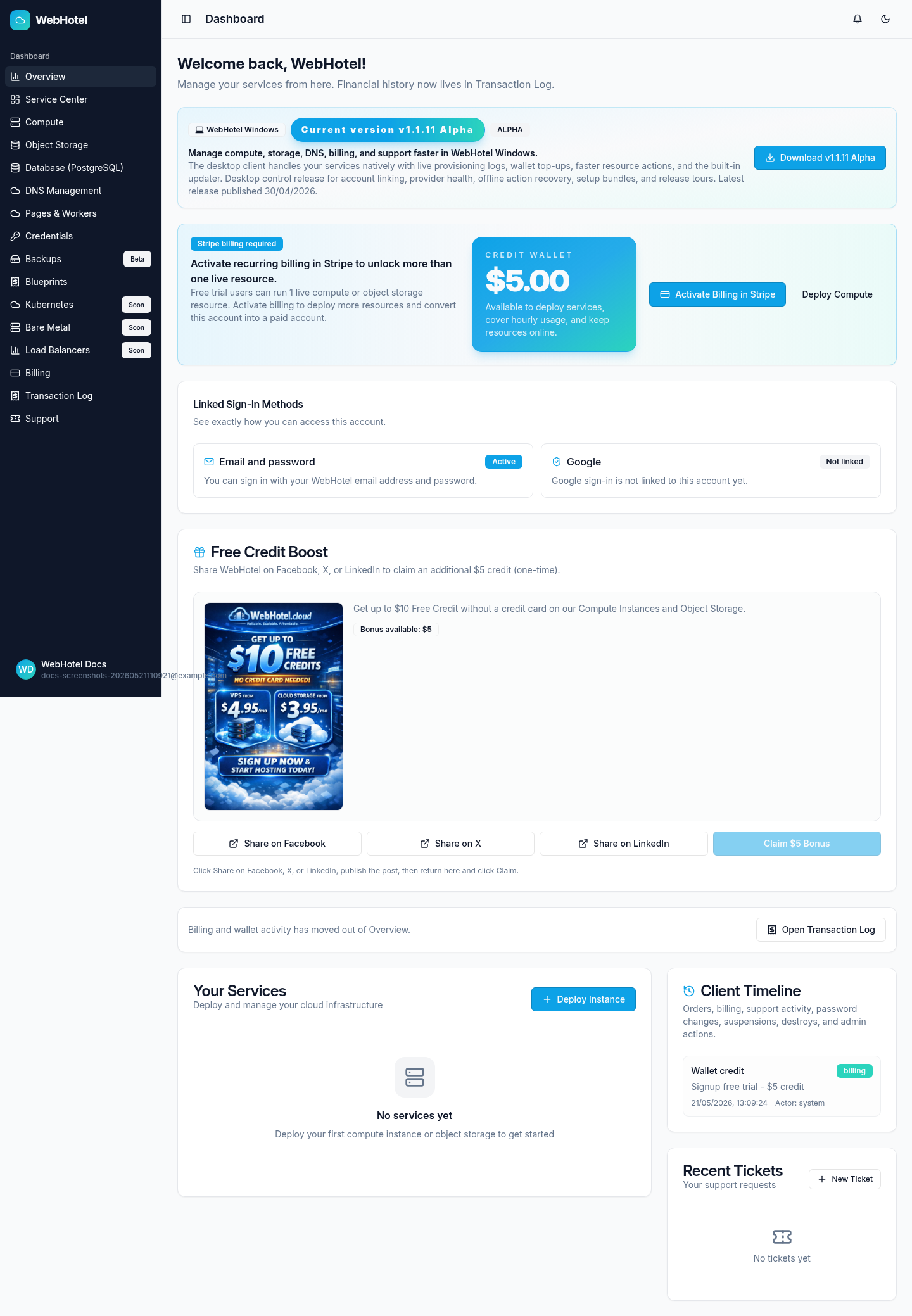 Dashboard screenshot
