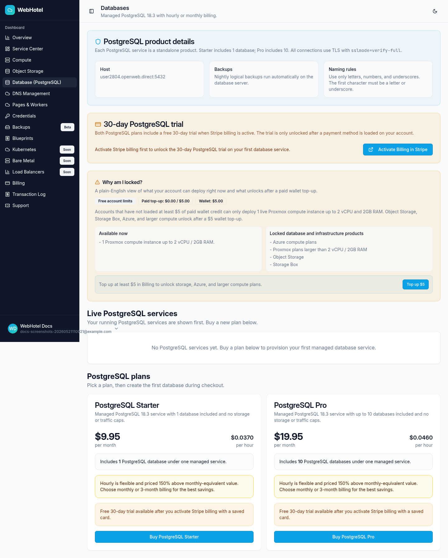 Database screenshot